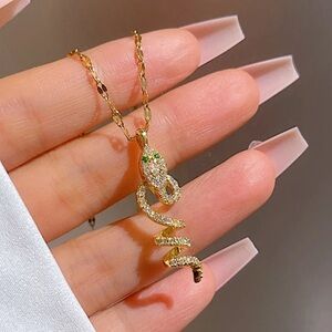 Gold Plated Snake Pendant Necklace
